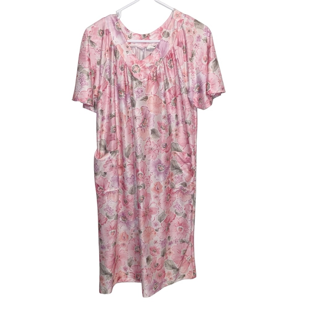 Vintage Tiger House Patio Dress Womens Small Floral Retro Pockets 70s Muu Muu